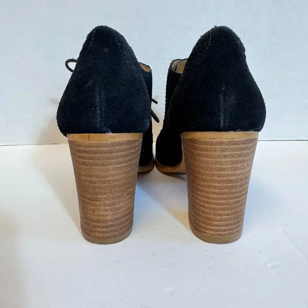 Steve Madden Omyra Heeled Oxfords Sz 7.5 Black Suede Preppy Academia 90s Y2K